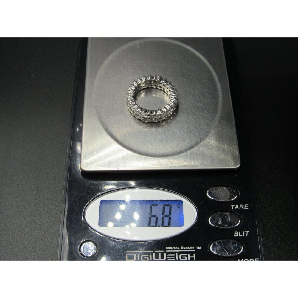 Size 6 Sterling Silver Round Cut Wide Cubic Zirconia Band Ring - Picture 7 of 7